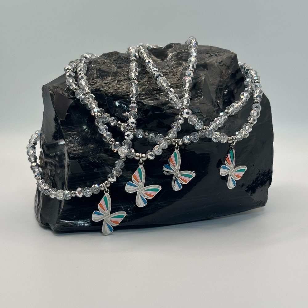 *ANKLET* Silver Butterfly & Silver Stretchy Anklet
